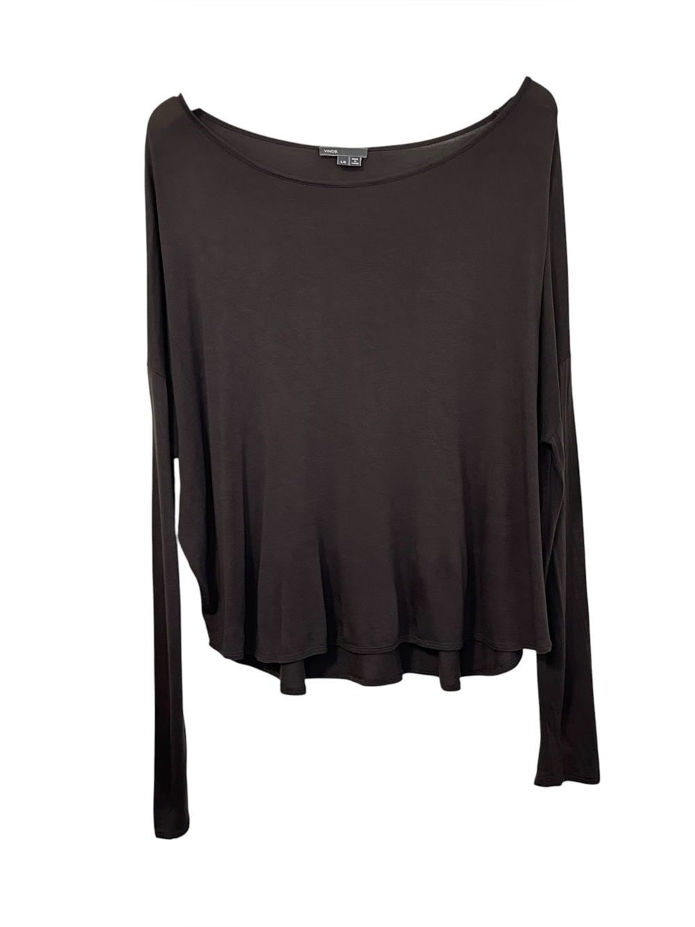 Vince Womens Boat Neck Dolman Long Sleeve Jersey Knit Top Sz Large Brown